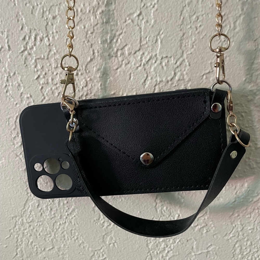 Iphone 12 Pro - Wallet type phone case with chain strap (removable)